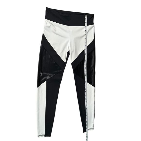 Lanston Sport Black & White Size Medium Leggings Active Medium Rise Drawstring - Picture 6 of 8